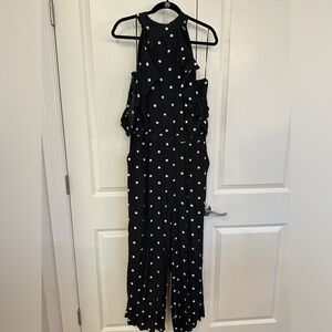 1. State Halter Open Back Jumpsuit with Arm Drape Detail